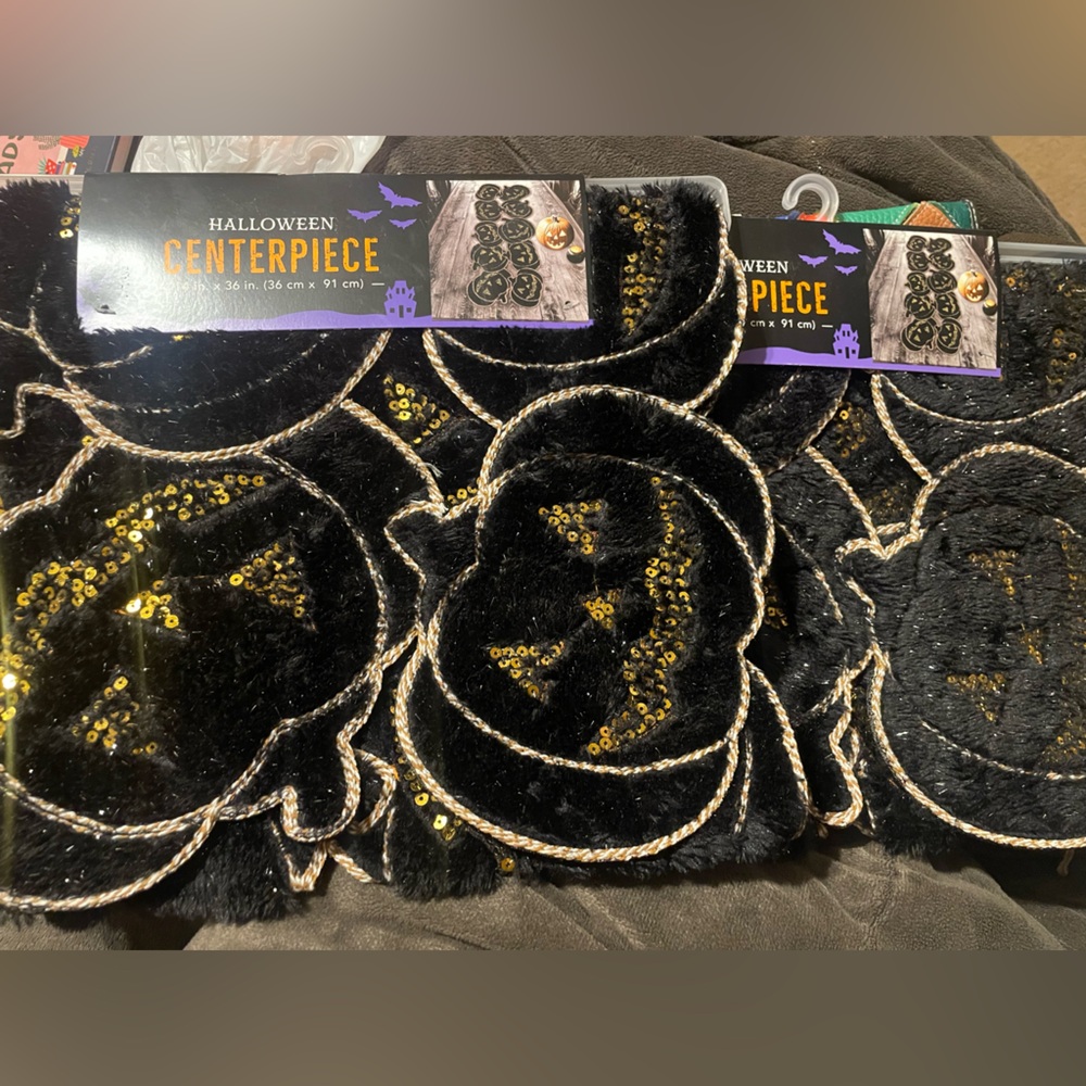 Halloween Centerpiece with Black and Gold Design